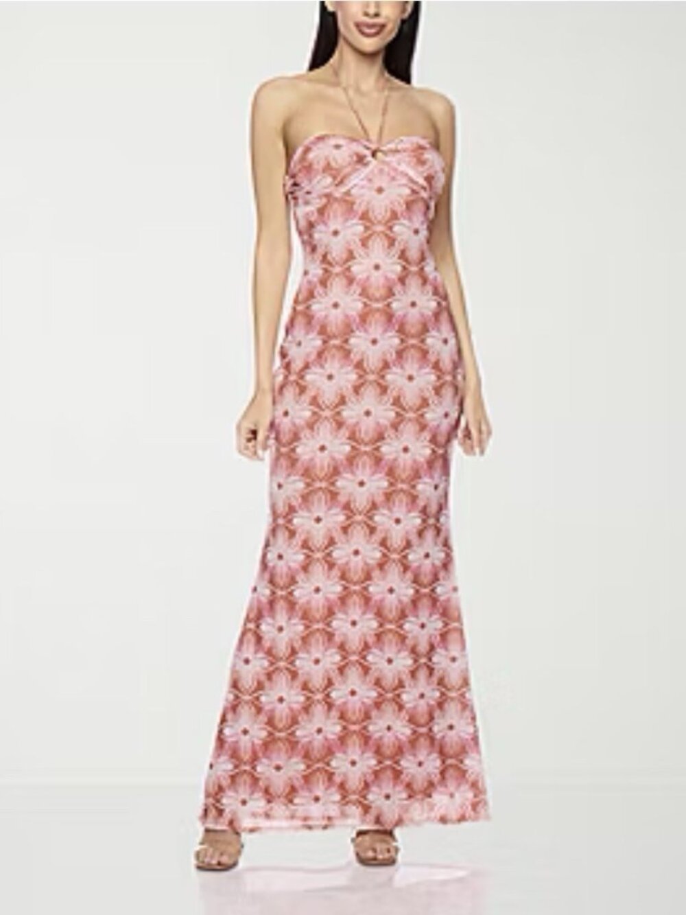 Premier Amour Womens Halter Floral Maxi Dress Size 6